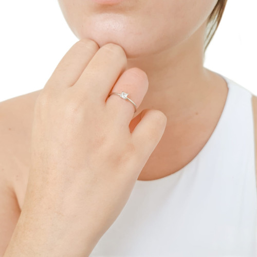 Anel Solitário Cristal Tamanho 16 Ródio Branco