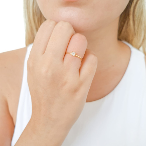 Anel Solitário Cristal Tamanho 18 Banhado a Ouro 18K