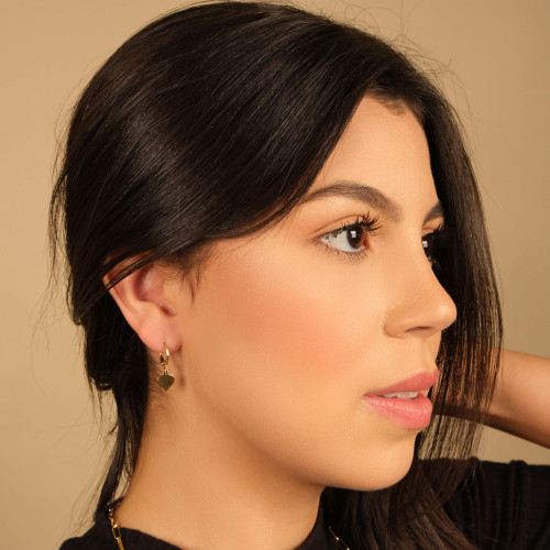 Brinco Argola Coração Flat Liso Banhado a Ouro 18K