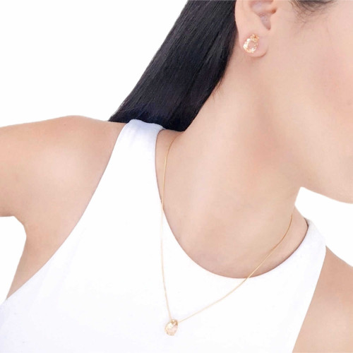 Conjunto Gotas Morganita Banhado a Ouro 18K