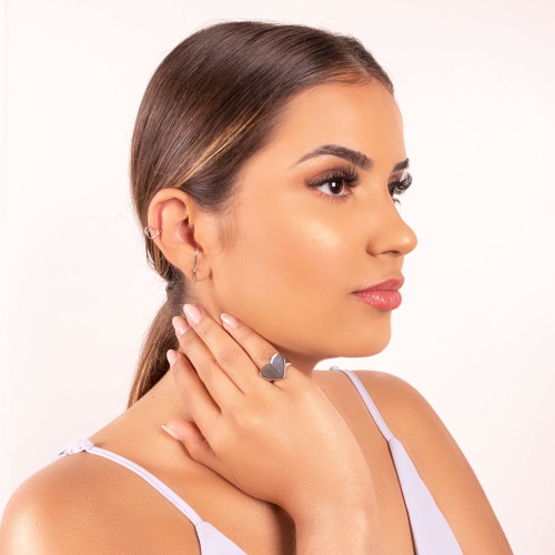 Ear Hook Ponto de Luz 2 MM Ródio Branco