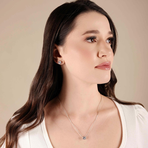 Conjunto Ponto de Luz Cristal Ródio Branco