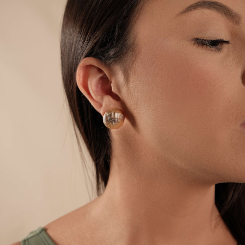 Brinco Meia Bola Pipoca Tamanho M Banhado a Ouro 18K