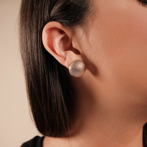 Brinco Meia Bola Pipoca Tamanho M Ródio Branco