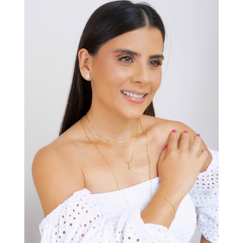 Brinco Gota 8x12  Cristal Banhado a Ouro 18K