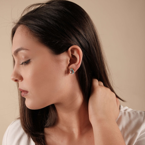 Brinco Gota Topázio Sky 8x12 Banhado a Ouro 18K