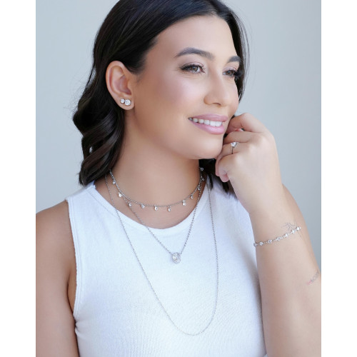 Brinco Ponto de Luz Zircônia Cristal 5 mm Ródio Branco