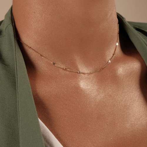 Choker Plaquinhas Corações Flat Banhado a Ouro 18K