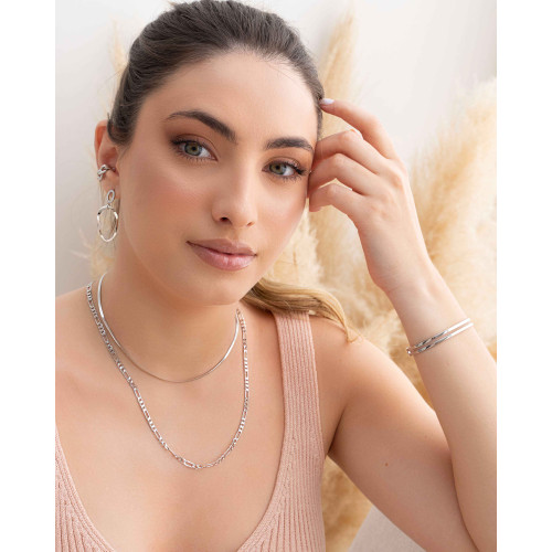 Bracelete Dois Filetes 6 mm Ródio Branco