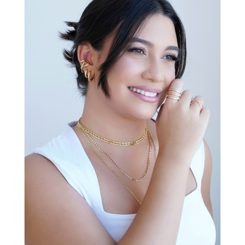 Piercing em X Liso Banhado a Ouro 18K