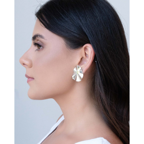 Brinco Orgânico Oval Ródio Branco