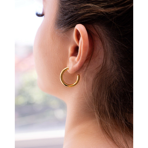 Brinco Argola Tubo Liso 2.2 cm Banhado a Ouro 18K