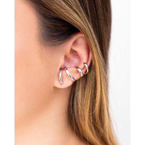 Ear Cuff Quatro Filetes Ródio Branco