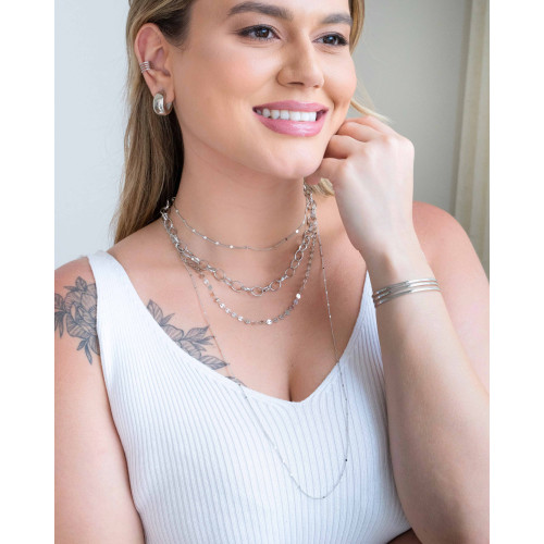 Brinco Argola Abaulada Lisa 2 cm Ródio Branco