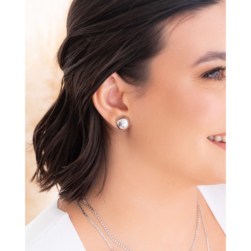 Brinco Meia Bola Lisa Tamanho P Ródio Branco