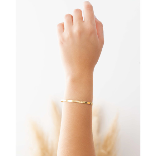 Bracelete Liso Flat Banhado a Ouro 18K