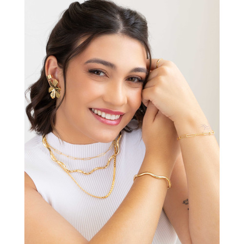 Anel Ajustável Liso Tamanho P Banhado a Ouro 18K