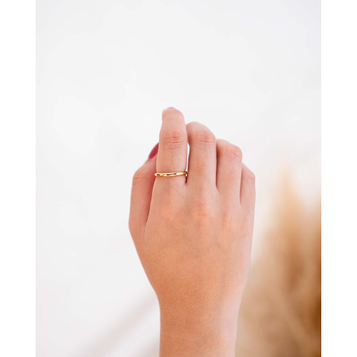 Anel Ajustável Liso Tamanho G Banhado a Ouro 18K