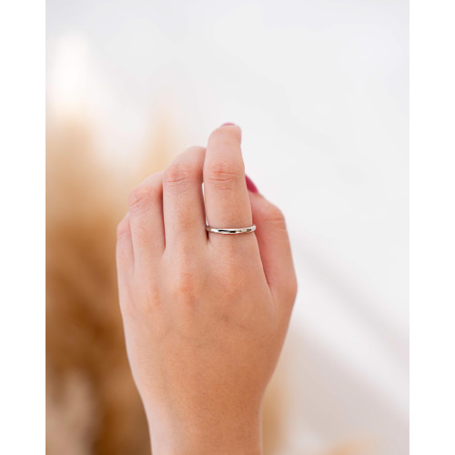 Anel Ajustável Liso Tamanho G Ródio Branco