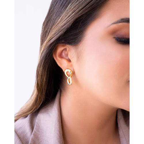 Brinco Elos Pendurados Banhado a Ouro 18K