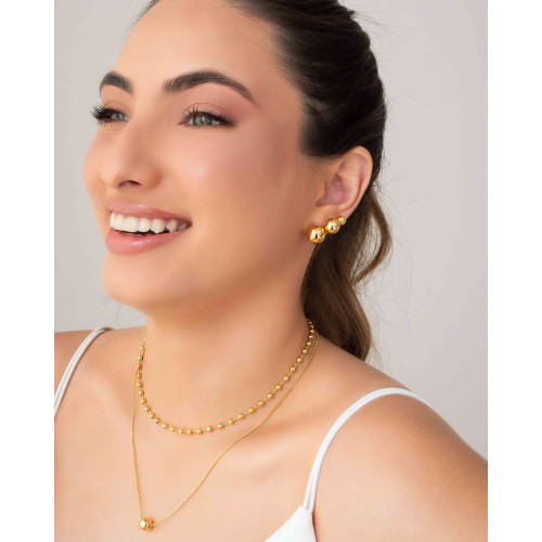 Gargantilha Veneziana Pingente Bola 8 mm Banhado a Ouro 18K