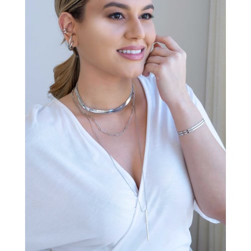 Choker Fita Ródio Branco