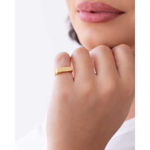 Anel Ajustável de Dedinho Reto Liso Tamanho P Banhado a Ouro 18K