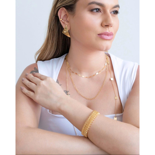 Piercing Liso Achatado Banhado a Ouro 18K