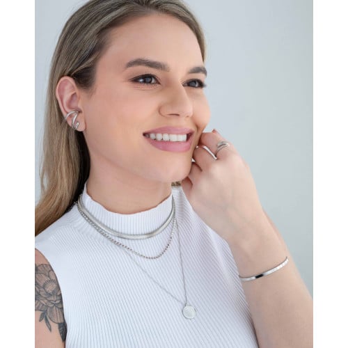 Choker Plaquinhas Redondas Lisas Ródio Branco