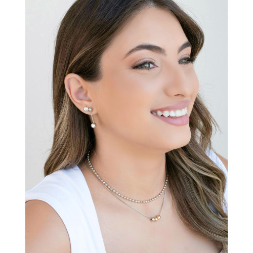 Choker Bolinhas 3 mm Ródio Branco