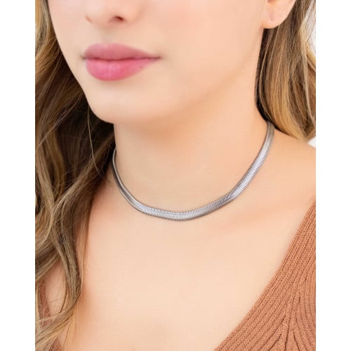 Choker Snake 6 mm Ródio Branco