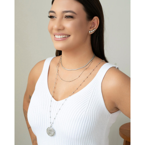 Choker Snake 3 mm Ródio Branco