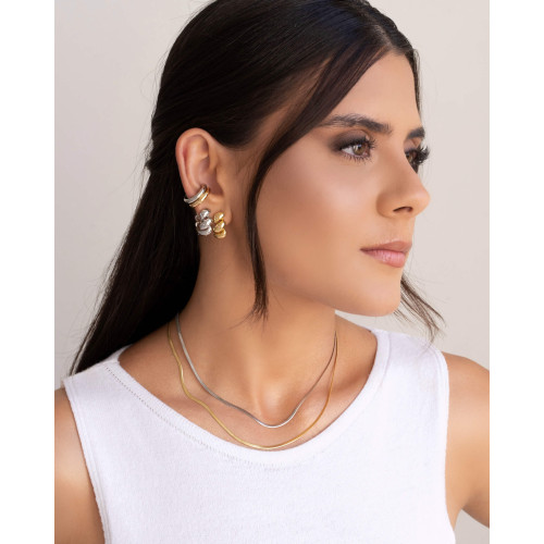 Choker Malha Fita 2 mm Ródio Branco