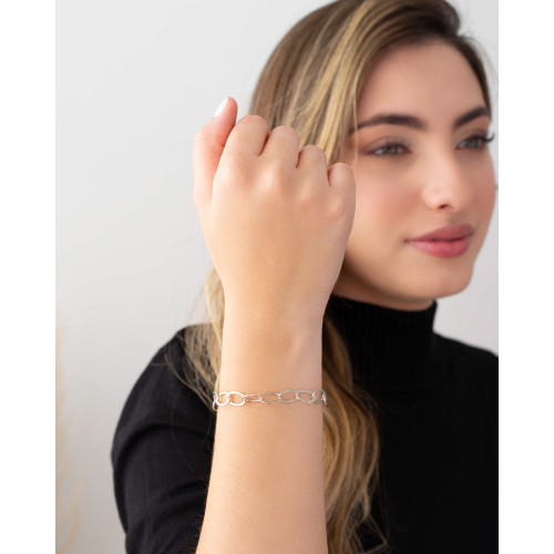 Pulseira Elos Ovais 7 mm Ródio Branco