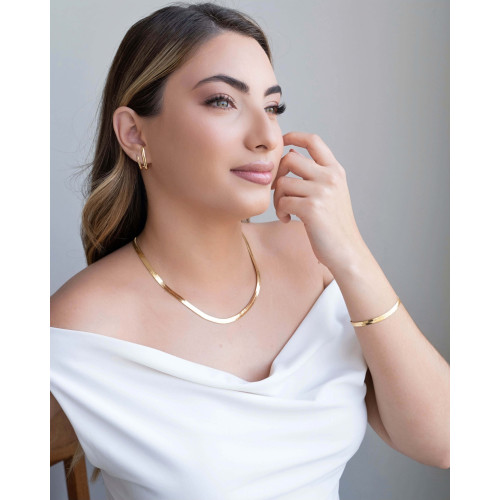 Gargantilha Malha Fita 5 mm Banhado a Ouro 18K