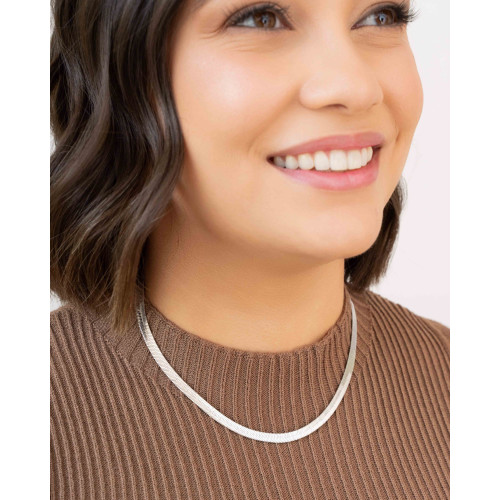 Gargantilha Malha Fita 5 mm Ródio Branco