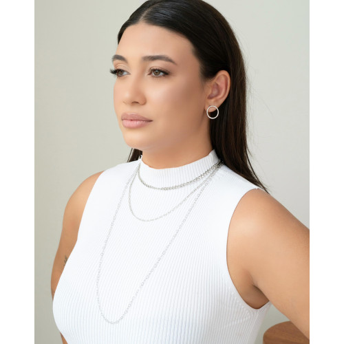 Choker Elos Duplos Ródio Branco