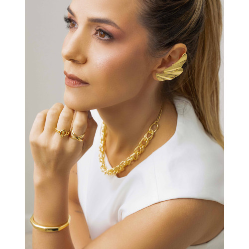 Ear Cuff Asa Lisa Banhado a Ouro 18K