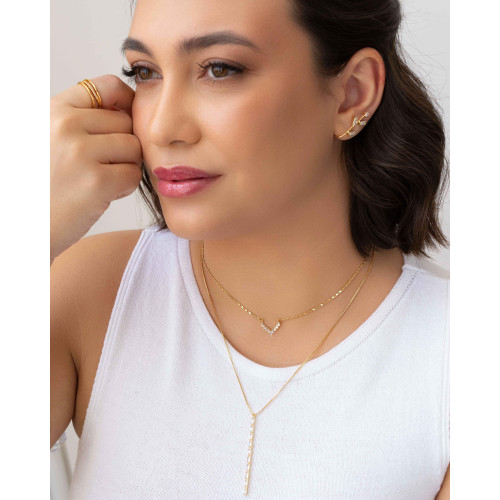 Anel Ajustável Três Filetes Tamanho M Banhado a Ouro 18K