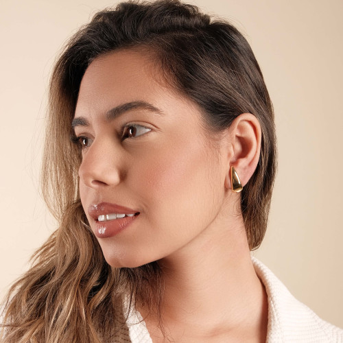 Ear Hook Meia Lua Lisa Banhado a Ouro 18K