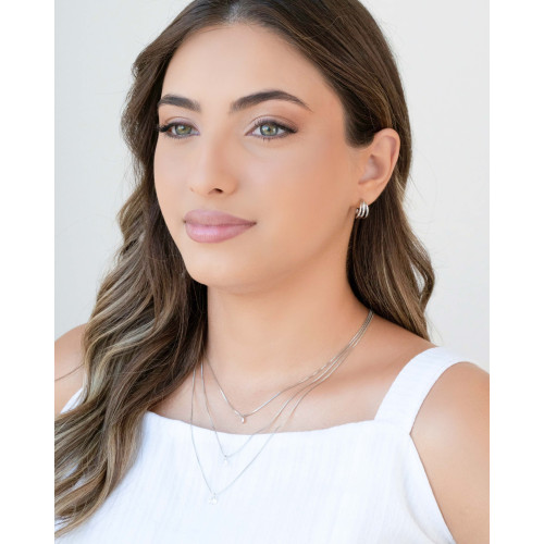 Brinco Argola Três Filetes Lisos 1.3 cm Ródio Branco