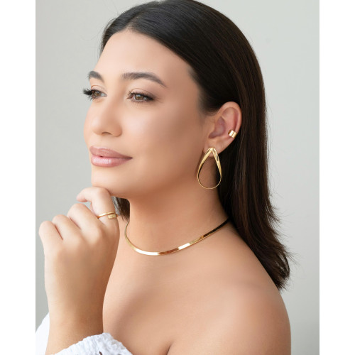 Piercing Liso Achatado Banhado a Ouro 18K