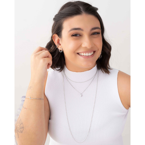 Gargantilha Longa Bolinhas 1.5 mm Ródio Branco