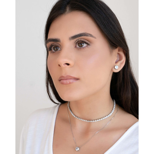 Choker Riviera Cristal Ródio Branco