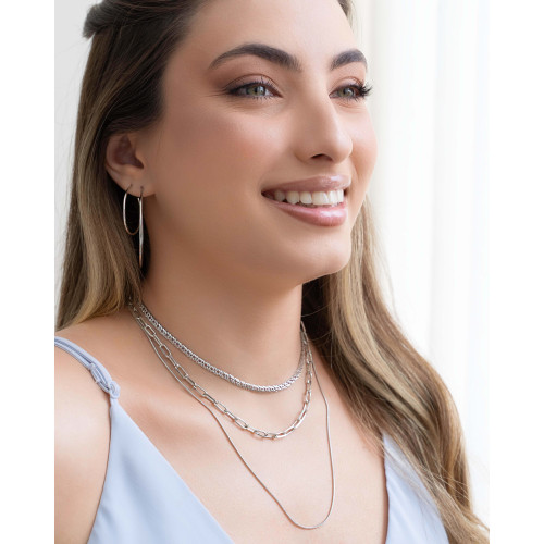 Gargantilha Elos 5 mm Lisos Ródio Branco