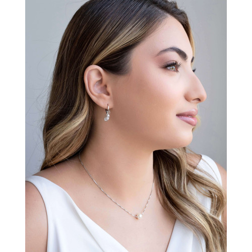 Gargantilha Veneziana Perola Ródio Branco