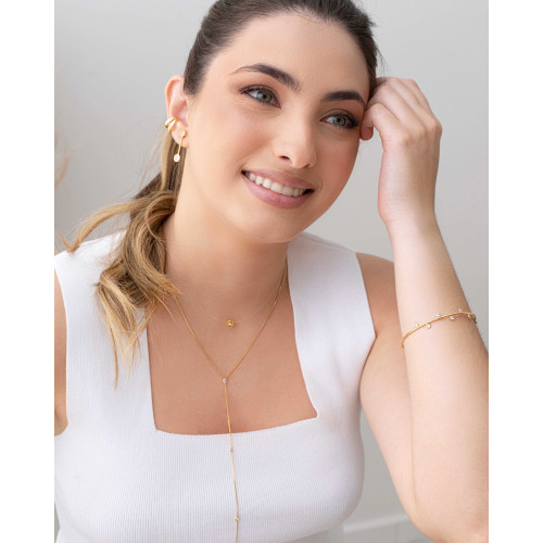 Brinco Ponto de Luz Palito Banhado a Ouro 18K