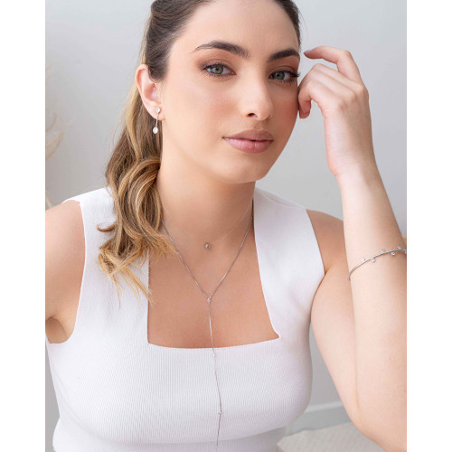 Brinco Ponto de Luz Palito Ródio Branco