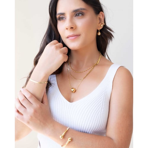 Gargantilha Malha Fita 3 mm Banhado a Ouro 18K