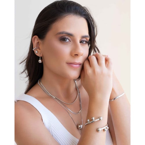 Gargantilha Malha Fita 3 mm Ródio Branco